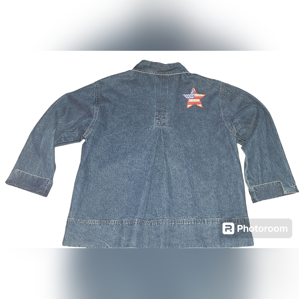 Vtg ROSETTES Americana Stars Embroidered blue cotton jacket Stars & Stripes - Picture 4 of 15